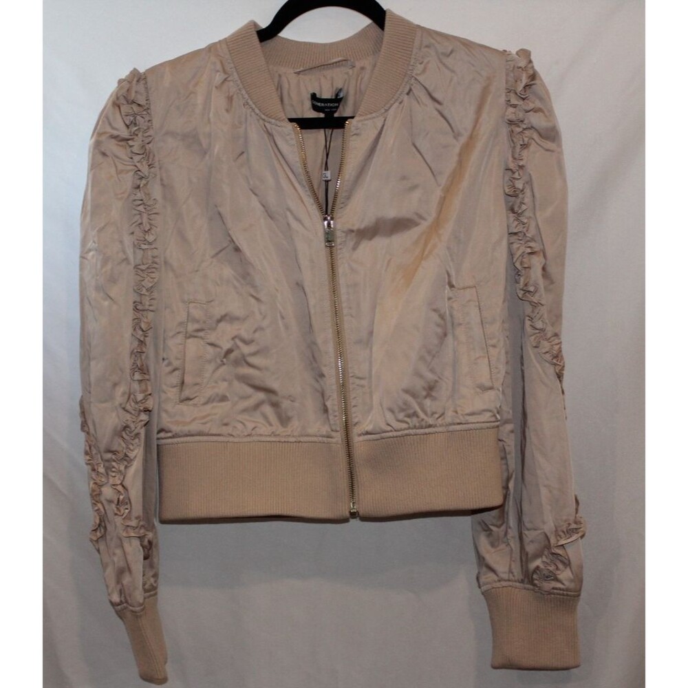 GENERATION‎ LOVE CHLOE RUFFLE CHAMPAGNE SATIN MOTO JACKET NWT $275